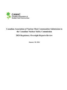 Cover page of the 2024 Canadian Nuclear Safety Commission oversight reports submitted by the Canadian Association of Nuclear Host Communities.