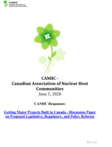 Document cover page for CANHC submission to Canada's Privy Council Office on legislative and policy reforms for major projects, dated June 5, 2026.