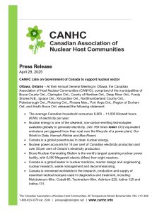 Support Canadian nuclear sector growth and innovation with government backing.