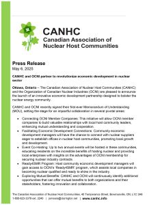 Canadian Association of Nuclear Host Communities and Organization of Canadian Nuclear Industries collaborate to boost economic development in nuclear sector.