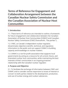 Image illustrating the Terms of Reference for engagement and collaboration between the Canadian Nuclear Safety Commission and the Canadian Association of Nuclear Host Communities.